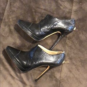36.5 Jimmy Choo Snakeskin Bootie Heels